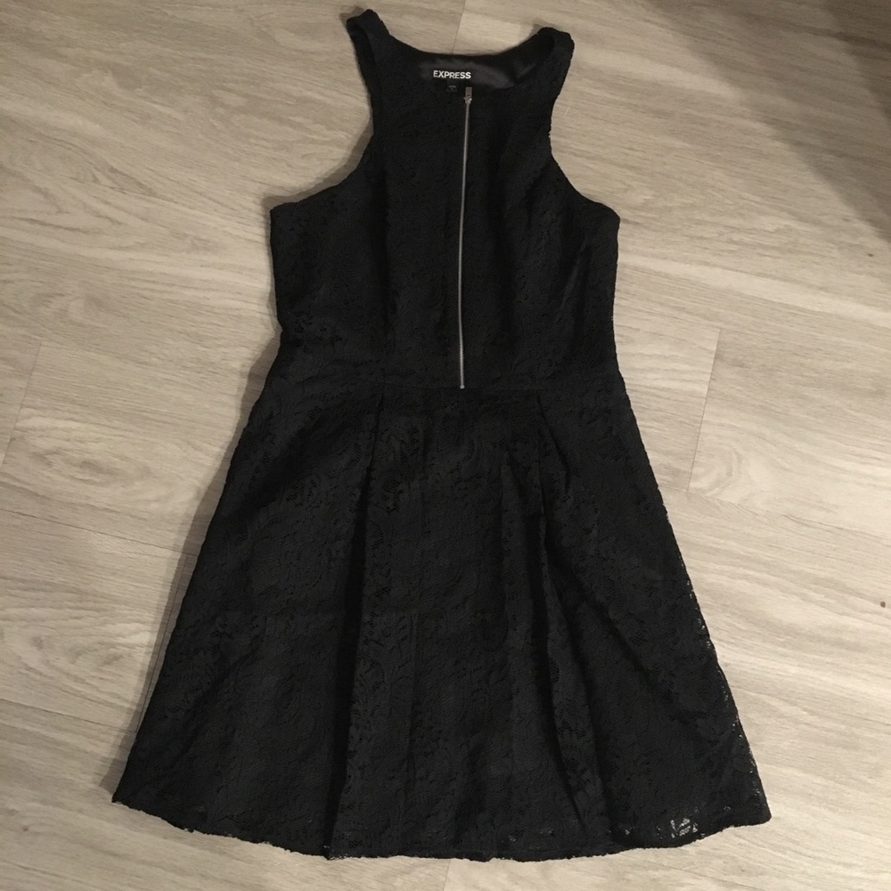 Express Black Lace Fit and Flare Dress (size 6)